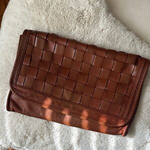 Vintage Brown Woven Leather Clutch